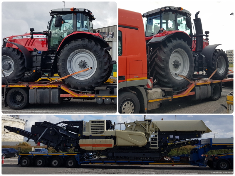 Multimodaler Transport von Traktoren, Asphalt- und Straßenfertiger von Deutschland eurogus