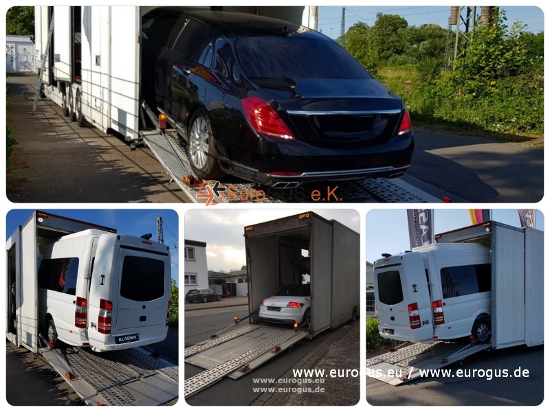 Fahrzeugbeladung Pkw Transport geschlossene lkw Autotransporte und Fahrzeugüberführungen eurogus